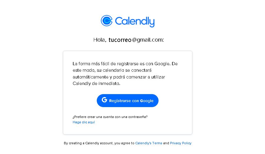 Registro Google- Calendly